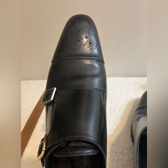 Tom Ford mens Black Leather Double Monk Strap Shoes size 13 main image 9